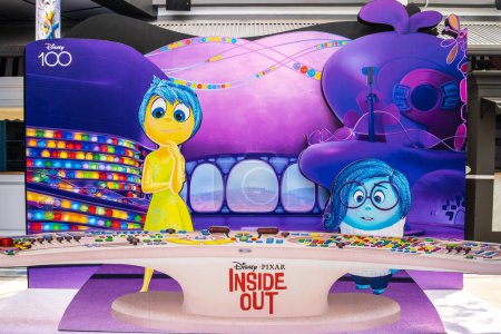 Photo for BANGKOK, THAILAND, 19 April 2023 - A beautiful standee of a movie called Inside out display at the cinema to promote the movie - Royalty Free Image