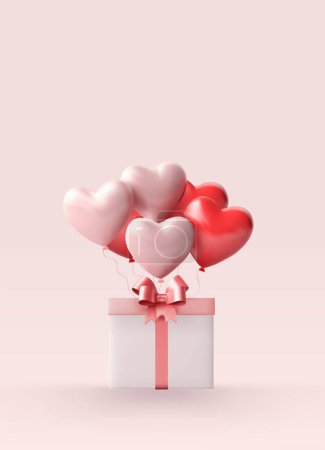 Photo for Gift box open balloon heart floating pink background love valentine concept vector 3D - Royalty Free Image