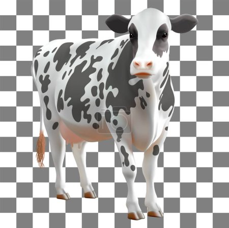 Téléchargez les illustrations : Vache réaliste sur illustration vectorielle transparente pour votre design - en licence libre de droit