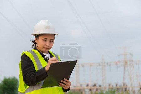 Téléchargez les photos : Ingénieur asiatique travaillant à la centrale électrique, Thaïlande personnes - en image libre de droit