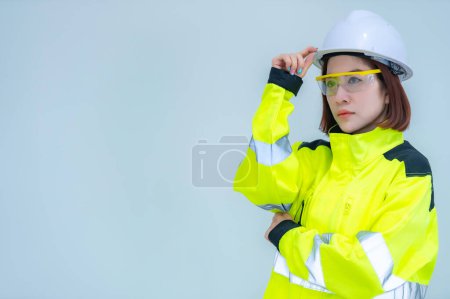 Photo for Asian engineer woman on white background - Royalty Free Image