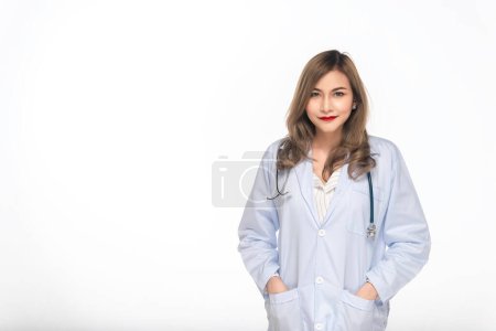 Photo for Portrait of young Female doctor on white background,Asian man,Thailand people - Royalty Free Image