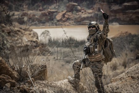 Photo for Soldiers of special forces on wars at the desert,Thailand people,Army soldier - Royalty Free Image