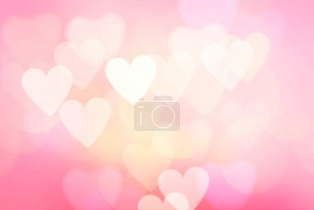 Foto de Suave bokeh romántico telón de fondo, el día de San Valentín borrosa corazones fondo. Vacaciones romántica textura brillante. - Imagen libre de derechos