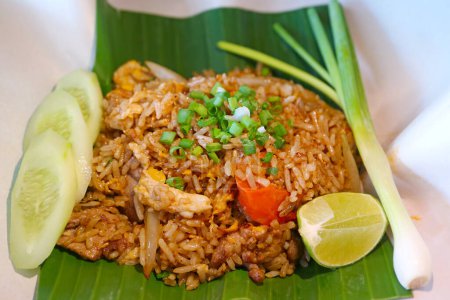Photo for Popular Thai Dish of Khao Pad Moo or Fried Rice with pork - Royalty Free Image