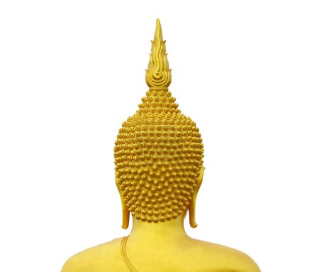 Téléchargez les photos : Arrière de la belle image de Bouddha d'or isolé sur fond blanc - en image libre de droit