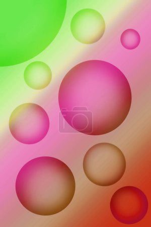 Photo for Illustration of Gradient Green and Magenta Colored 3D Various Sized Spheres Symbolized the Solar System - Royalty Free Image