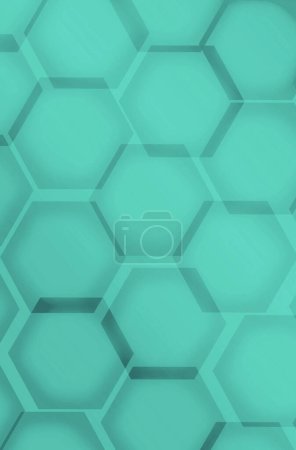 Photo for Gradient blue green 3D hexagon shape pattern for abstract background - Royalty Free Image