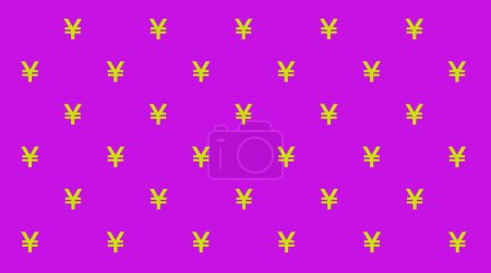 Foto de Ilustración del patrón de signo de yen japonés verde amarillo sobre fondo púrpura - Imagen libre de derechos