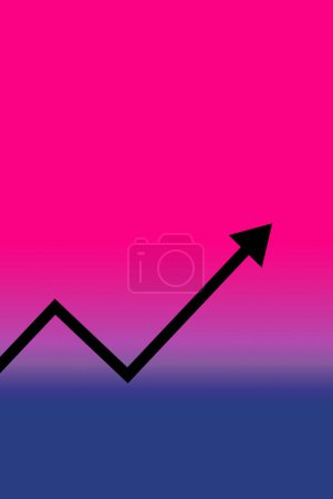 Photo for Illustration of graph with black arrow on gradient hot pink and navy blue backdrop - Royalty Free Image