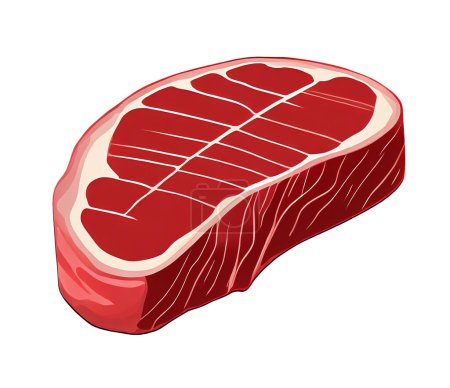 Illustration of a Cut of Raw Ribeye Isolated on Transparent Background, PNG File