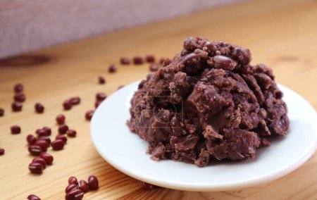 Plate of Japanese Sweet Red Bean Paste Called Anko, a Popular Traditional Japanese Confectionery Filling