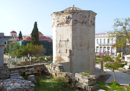 Torre de los Vientos o El Reloj de Circunstancias, Increíble Arquitectura de la Era Clásica, Ubicada en Ágora Romana de Atenas Grecia