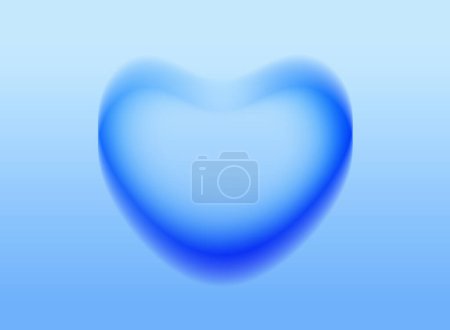 Illustration of Gradient Blue 3D Heart on Gradient Color Backdrop