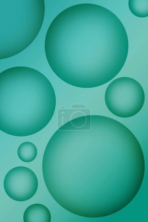 Illustration de différentes sphères de taille bleu sarcelle 3D pour fond abstrait