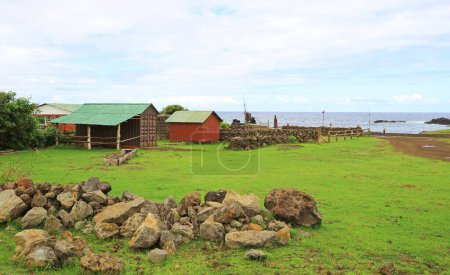 Charming Townlet on the Pacific Coast of Easter Island, Chile, South America