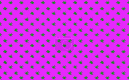 Pattern of Green Cannabis Leaf on Lavender Background