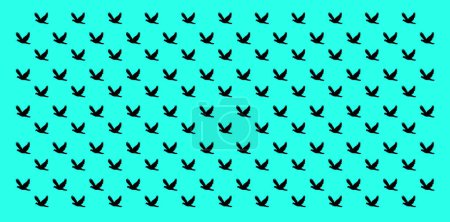 Illustration of Black Flying Dove Silhouette on Arctic Blue Background