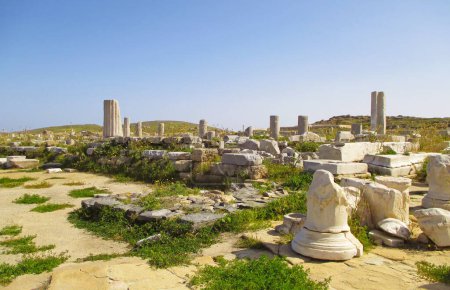 Site archéologique de Délos, dédié aux dieux grecs Apollon et Artémis, site incroyable du patrimoine mondial de l'UNESCO de la Grèce