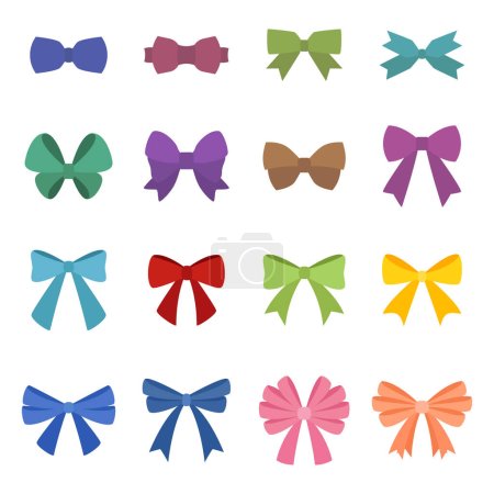 Illustration for Colorful symbol bow tie icon set illustration sign collection vector graphic decorative - Royalty Free Image