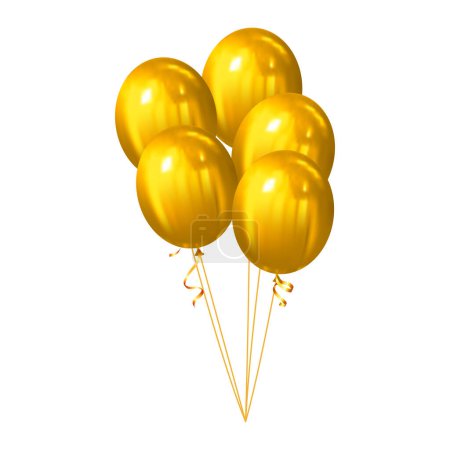 Bündel Goldballons Vektor Illustration isoliert auf weißem Hintergrund