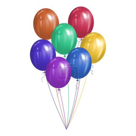 Téléchargez les illustrations : Bouquet de ballons colorés isolés. Illustration vectorielle - en licence libre de droit