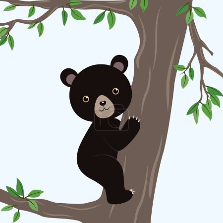 Téléchargez les illustrations : Ours noir américain dans un arbre - en licence libre de droit