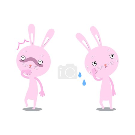 Ilustración de Conejo rosa Miedo y mentira - Imagen libre de derechos