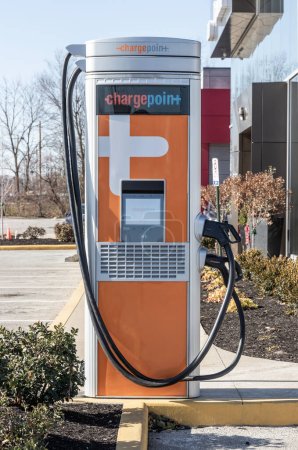 Photo for Indianapolis - Circa December 2022: ChargePoint EV Charging Station. ChargePoint plug-in vehicle stations are in business parking lots or home use. - Royalty Free Image