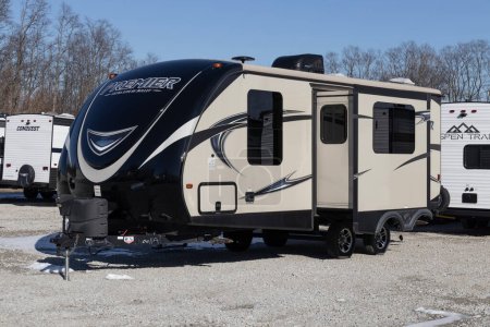 Photo for Russiaville - Circa February 2023: Premier Ultra Lite Fifth Wheel by Bullet. Bullet is a division of Keystone RV and Thor Industries. - Royalty Free Image