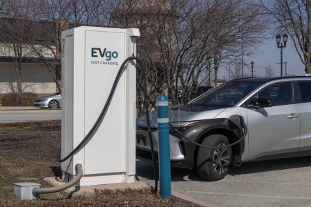Photo for Noblesville - Circa March 2023: EVGO EV Charging Station. EVGO has partnered with General Motors to expand compatibility and access for electric GM vehicles. - Royalty Free Image