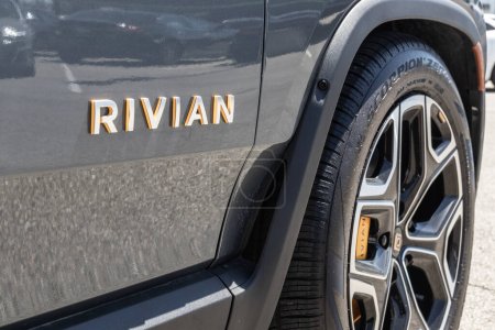 Photo for Indianapolis - Circa April 2023: Rivian R1S EV Electric Vehicle display at a dealership. Rivian offers the R1S in Adventure and Launch models. - Royalty Free Image