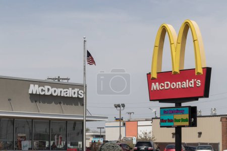 Photo for Marion - Circa April 2023: McDonald's Restaurant. McDonald's is offering employees higher hourly wages, paid time off, and tuition payments. - Royalty Free Image