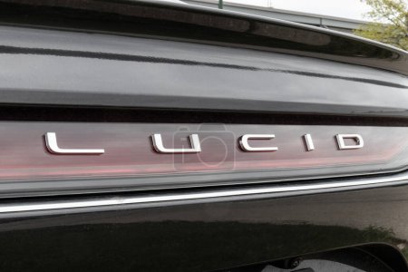 Photo for Chicago - Circa April 2023: Lucid Air Touring sedan display at the Service Center. Lucid Motors is a manufacturer of luxury EV Electric Vehicles. - Royalty Free Image