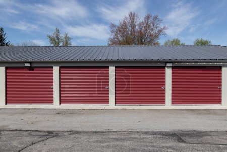 Photo for Self storage and mini storage garage units. Personal warehouse lockers provide safe and secure storage options. - Royalty Free Image