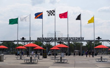 Photo for Indianapolis - Circa May 2023: Seven Flags of Racing, looking out from Indianapolis Motor Speedway. **PICTURE HAS BEEN REVERSED HORIZONTALLY** - Royalty Free Image