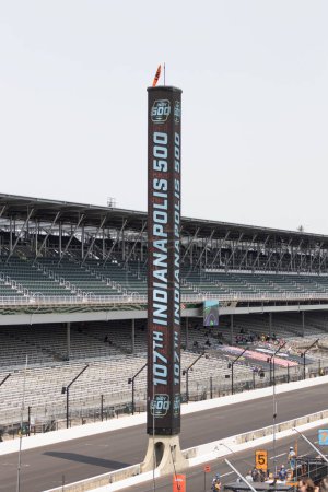 Photo for Indianapolis - Circa May 2023: Indianapolis Motor Speedway LED Scoring Pylon. Hosting the Indy 500 and Brickyard, IMS is The Racing Capital of the World. - Royalty Free Image