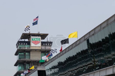 Photo for Indianapolis - Circa May 2023: IMS Pagoda at Indianapolis Motor Speedway. The Pagoda is one of the most recognizable structures at IMS and motorsports. - Royalty Free Image