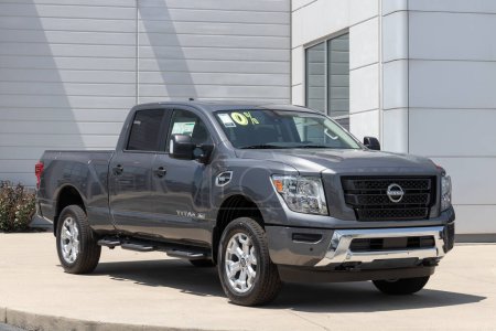 Photo for Fishers - Circa May 2023: Nissan Titan display at a dealership. Nissan offers the Titan in King Cab and Crew cab models. - Royalty Free Image