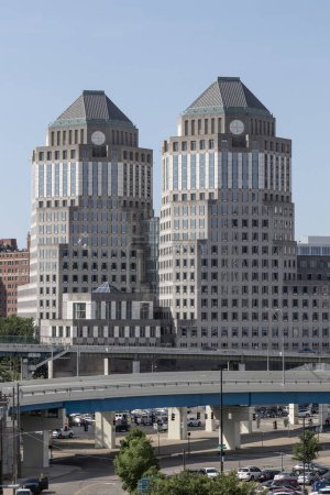 Photo for Cincinnati - Circa May 2023: Procter & Gamble headquarters and towers. Procter & Gamble makes popular consumer brands such as Tide, Pampers and Charmin. - Royalty Free Image