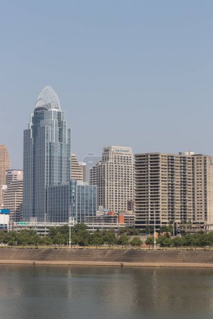 Photo for Cincinnati - June 8, 2023: Cincinnati Downtown Skyline including the Great American and First Financial towers along the Riverfront. - Royalty Free Image