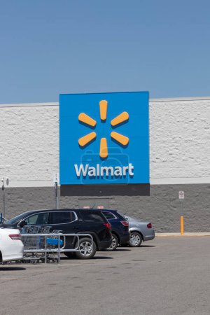 Photo for Brownsburg - June 24, 2023: Walmart discount retailer. Walmart offers goods in local stores, on the internet, and on its Walmart app. - Royalty Free Image