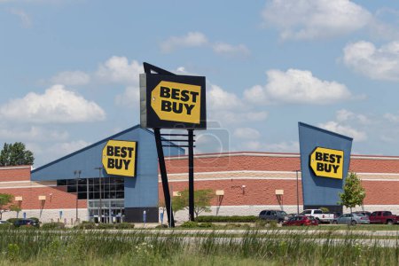 Photo for Muncie - July 10, 2023: Best Buy retail store. Best Buy sells a large array of brand-name electronics, computers, appliances and more. - Royalty Free Image