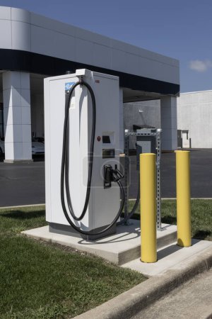 Photo for Kokomo - August 27, 2023: ABB Electric Vehicle Charger with a CCS connections. ABB offers total EV charging solutions. - Royalty Free Image