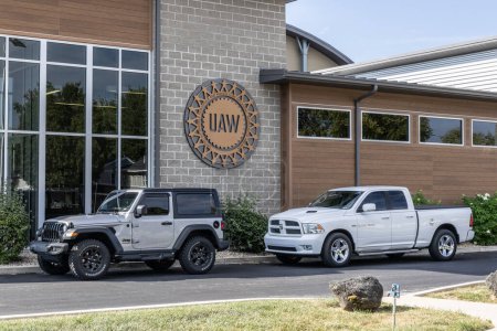 Photo for Kokomo - September 22, 2023: UAW local. The United Auto Workers is a labor union that represents local Stellantis, Chrysler, Ram, Dodge and Jeep workers. - Royalty Free Image