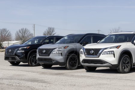Photo for Fishers - February 3, 2024: Nissan Rogue display at a dealership. Nissan offers the Rogue in S, SV, SL and Platinum models. - Royalty Free Image