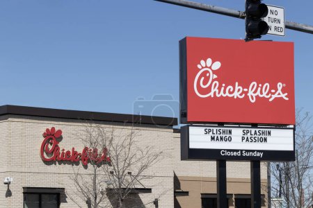Photo for Chicago - April 6, 2024: Chick-fil-A chicken restaurant. Despite ongoing controversy, Chick-fil-A is wildly popular. - Royalty Free Image