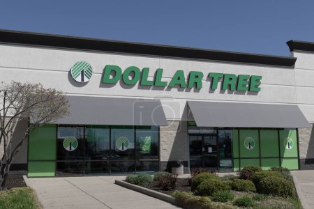 Téléchargez les photos : Indianapolis - Avril 13, 2024 : Dollar Tree Discount Store. Dollar Tree propose un mix éclectique de produits pour un dollar et quart. - en image libre de droit