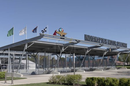 Photo for Indianapolis - April 13, 2024: Indianapolis Motor Speedway Gate One entrance. Hosting the Indy 500 and Brickyard, IMS is The Racing Capital of the World. - Royalty Free Image