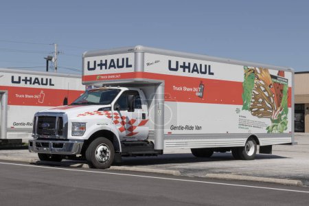 Photo for Greenwood - April 13, 2024: U-Haul Moving Truck Rental Location. U-Haul offers moving and storage solutions. - Royalty Free Image